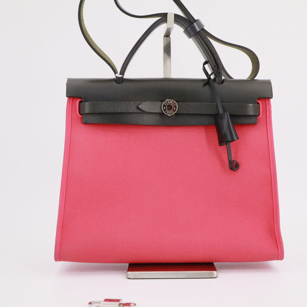 Hermes Herbag Zip Leather and Toile 31 Twins
