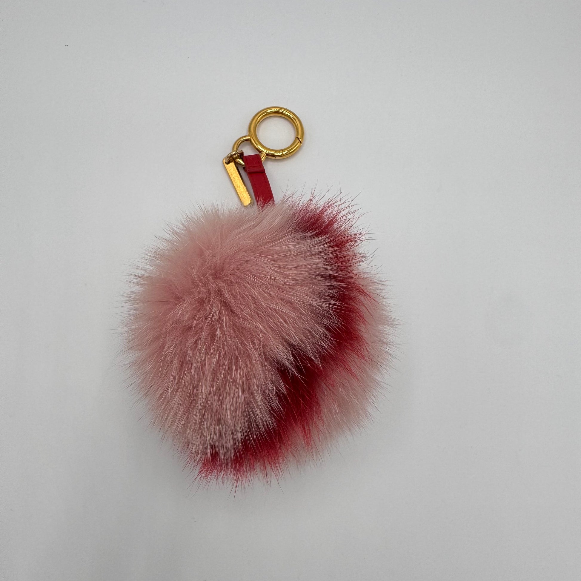 Pom Pom Bag Charm Fur Pink/Red