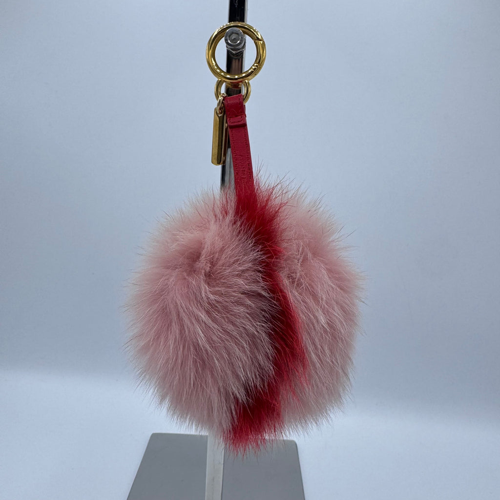 Pom Pom Bag Charm Fur Pink/Red
