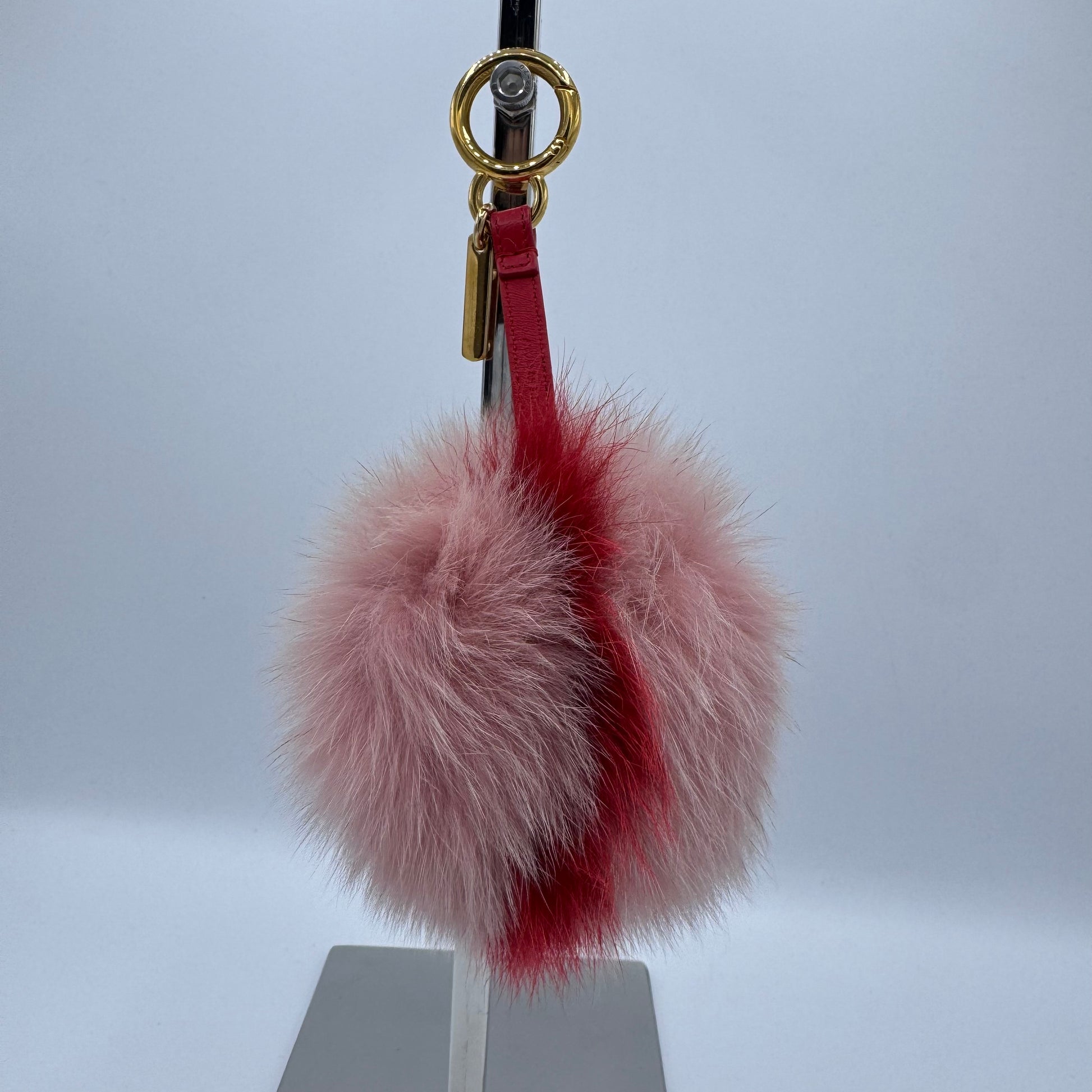 Pom Pom Bag Charm Fur Pink/Red