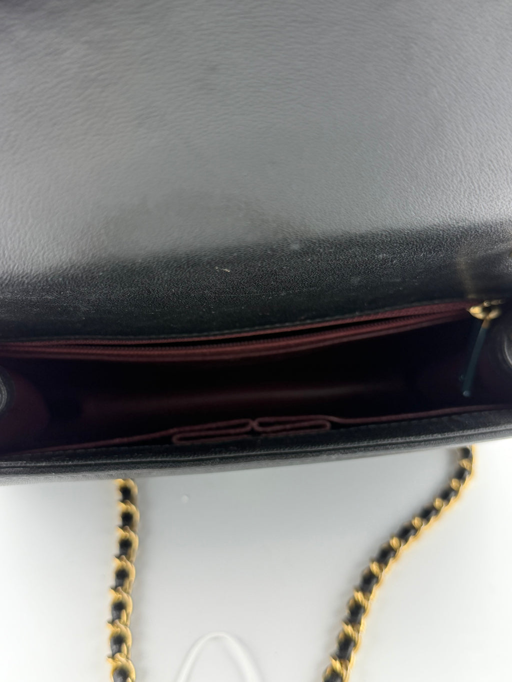 Collar and Tie Flap Bag in black sheepskin leather
