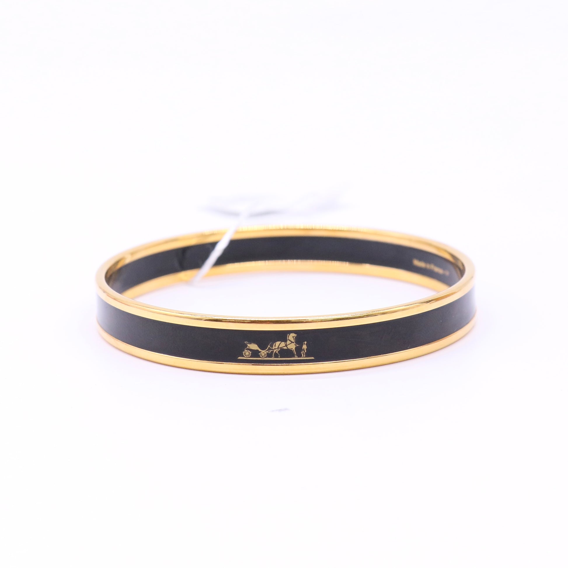 Hermes Purple Enamel Gold Plated Caleche Narrow Bangle Bracelet twins LDJ4605