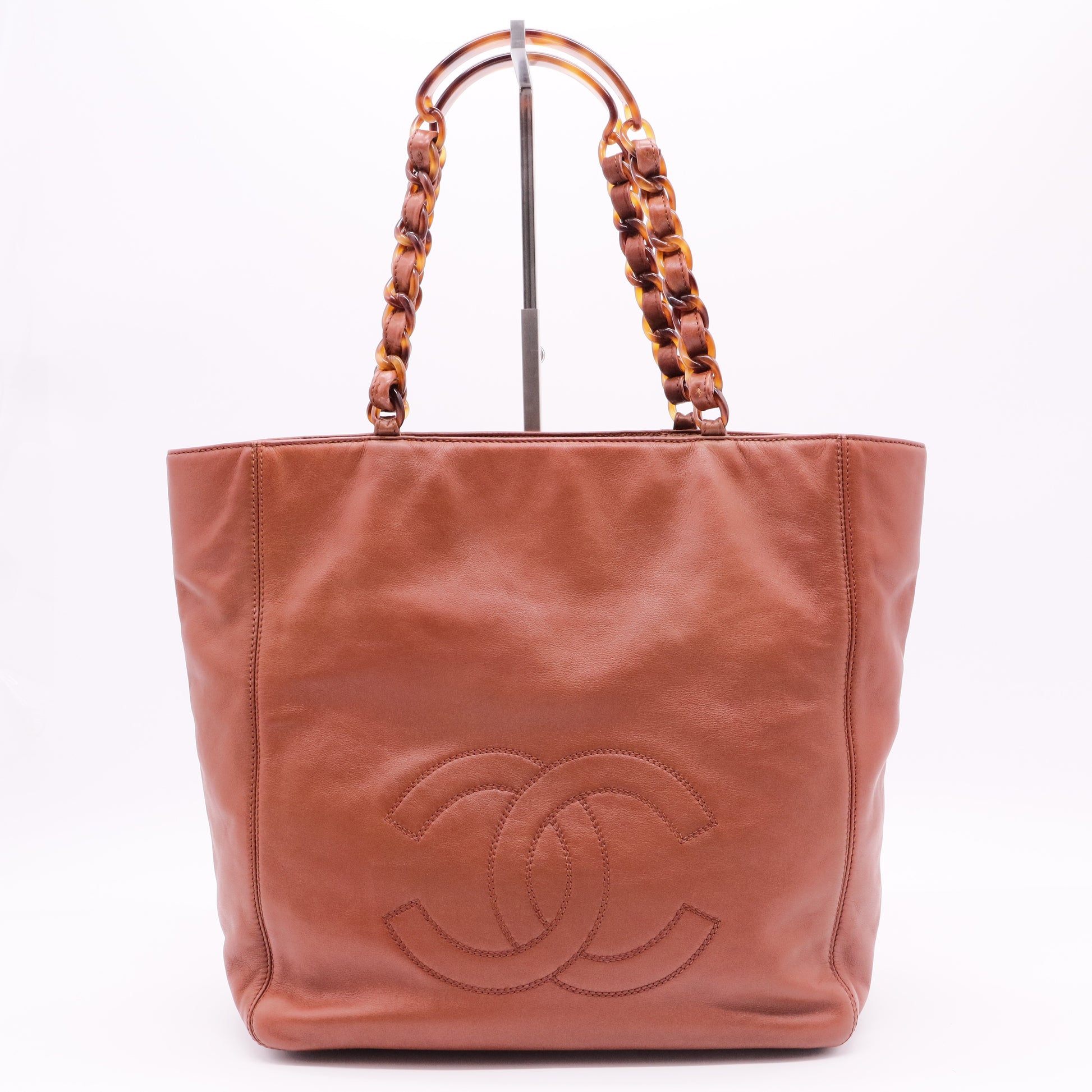 Vintage CC Resin Chain Tote Leather
