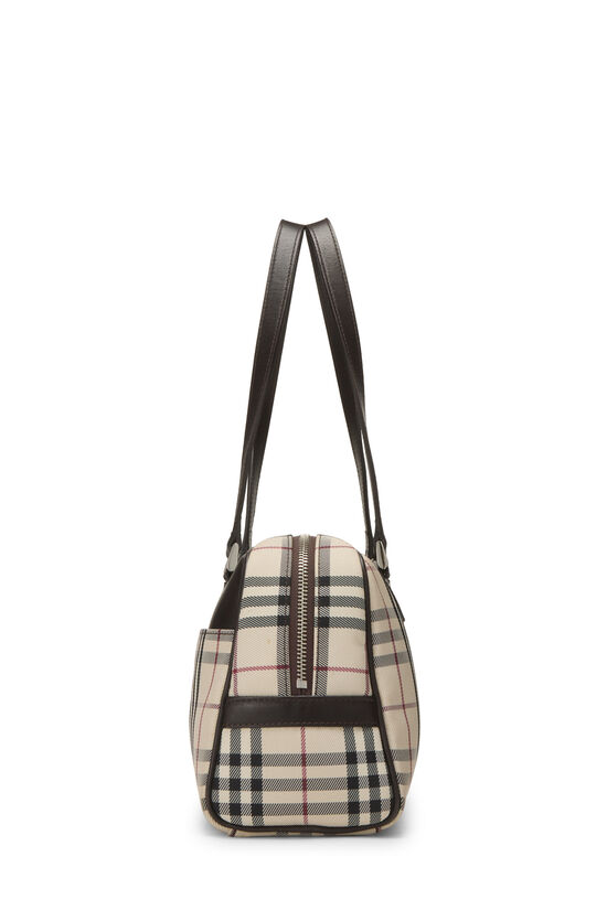 House Check Canvas Handbag Beige - twins
