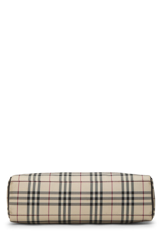 House Check Canvas Handbag Beige - twins