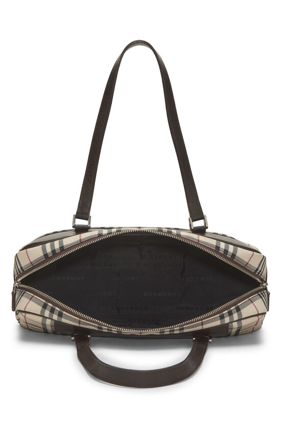 House Check Canvas Handbag Beige - twins