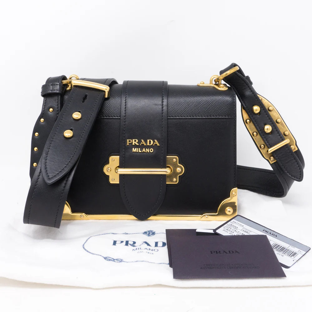 Black Mini Cahier Leather Shoulder Bag twins