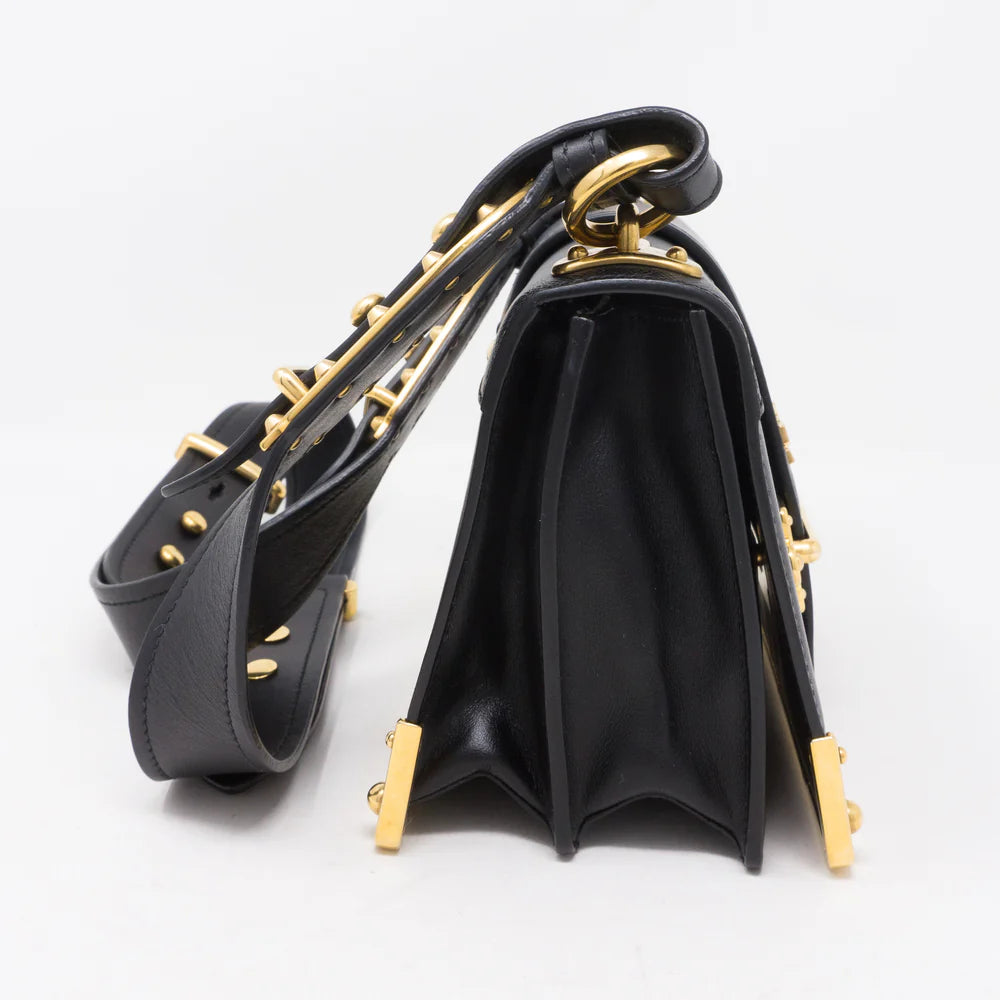 Black Mini Cahier Leather Shoulder Bag twins