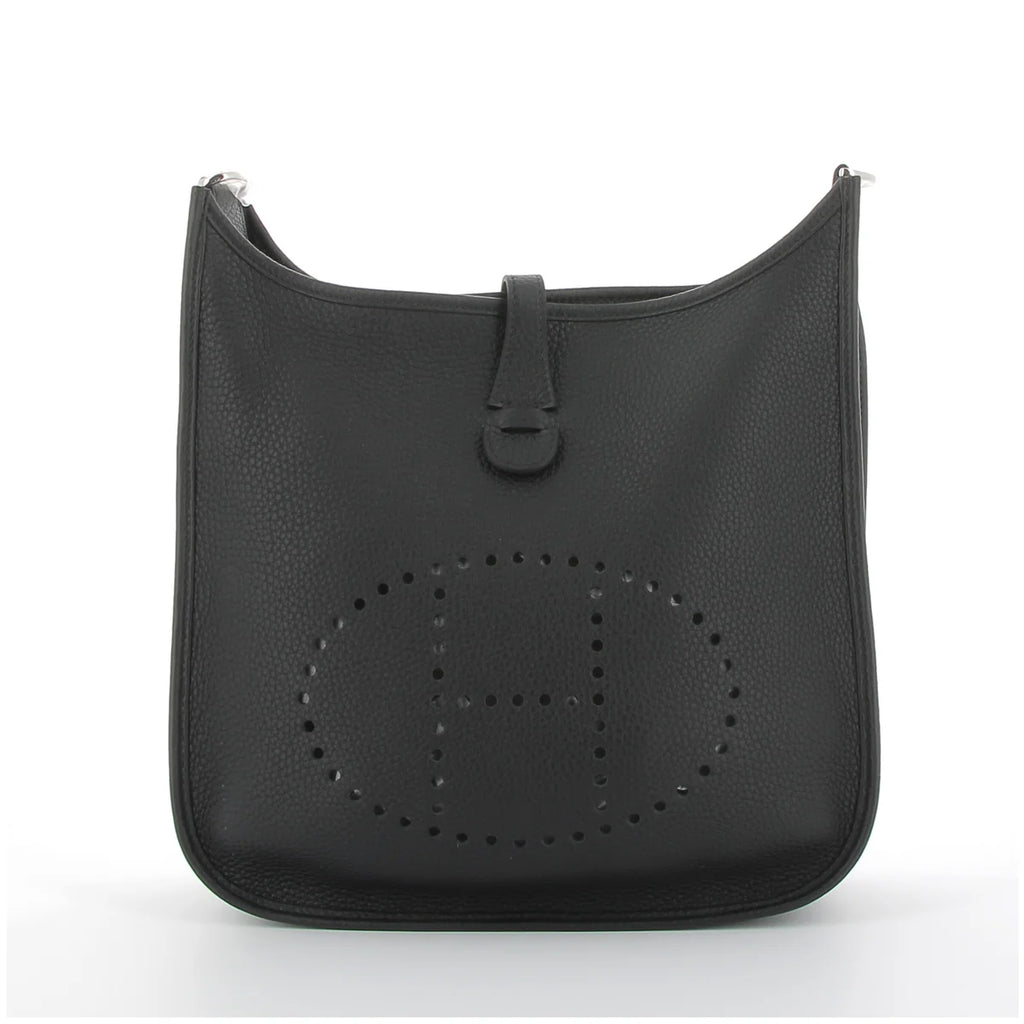 HERMES Evelyne 29 Black Taurillon Clemence Palladium Hardware Twins LDJ3070