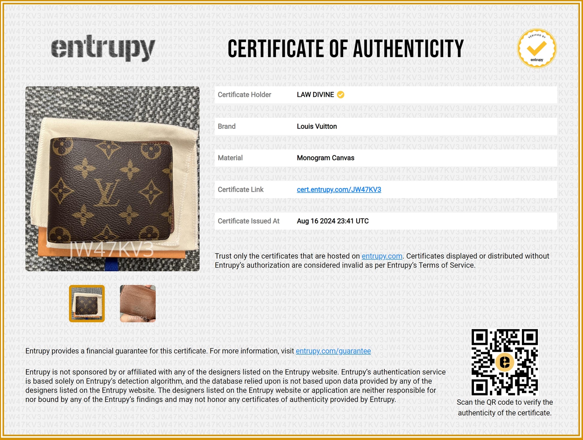 Multiple Wallet Monogram Canvas