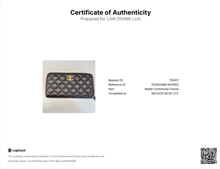 Zip Around Wallet Quilted Lambskin Long