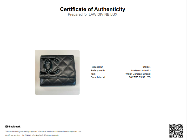 Calfskin Quilted Cambon Flap Wallet Black