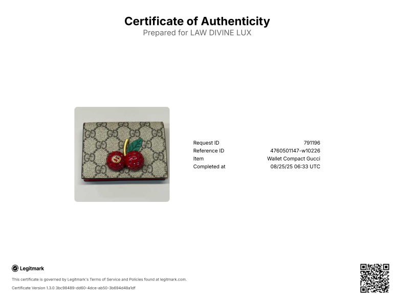 GG Supreme Monogram Cherry Embellished Card Case Wallet