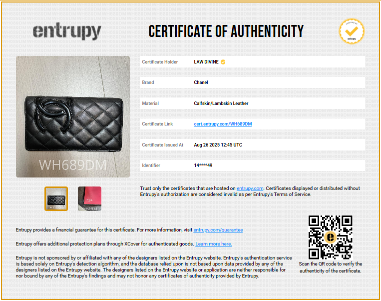 Cambon Gusset Wallet Quilted Lambskin Long