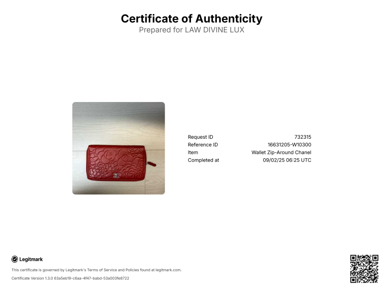 Zip Around Wallet Camellia Lambskin Small