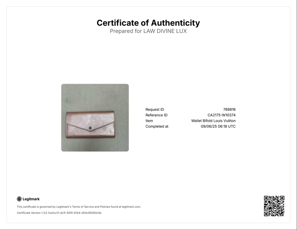 Rose Nacre Epi Leather Sarah Wallet W10374