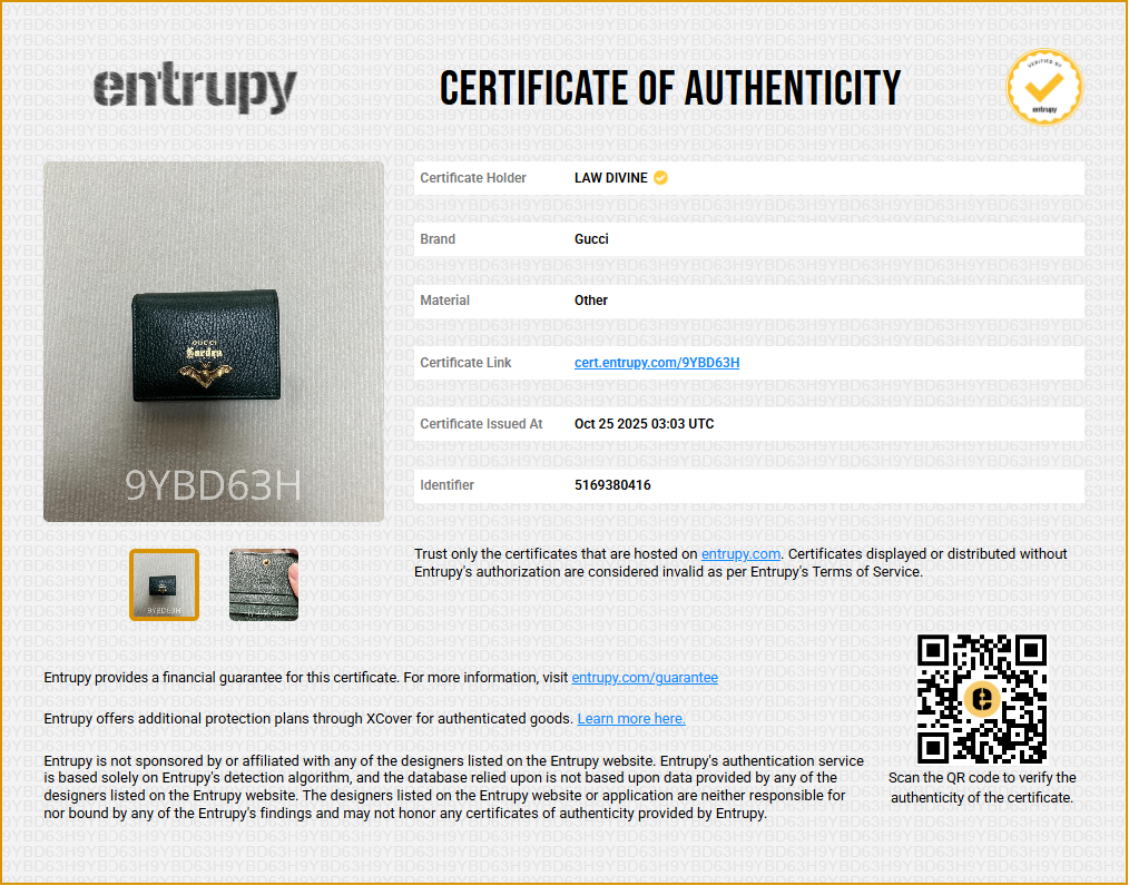 Calfskin Garden Bat Card Case Dark Green