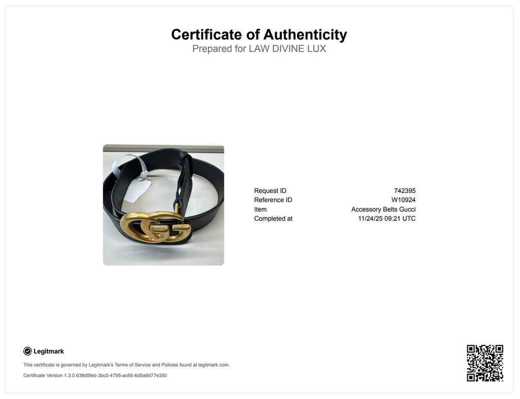 Double G Leather Belt Dimensions