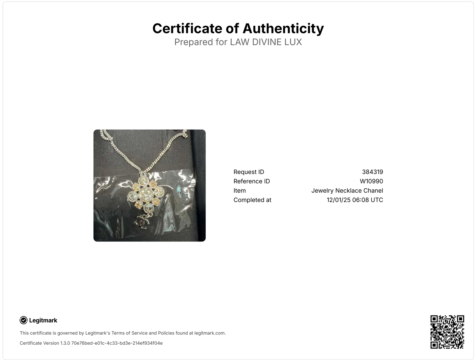 Coco Mark Rhinestone Necklace in Silver