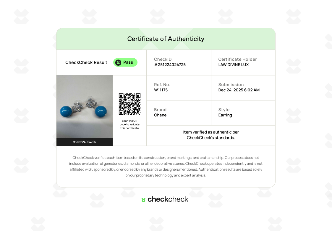 CC Logo Drop Earrings with Teal Resin Beads