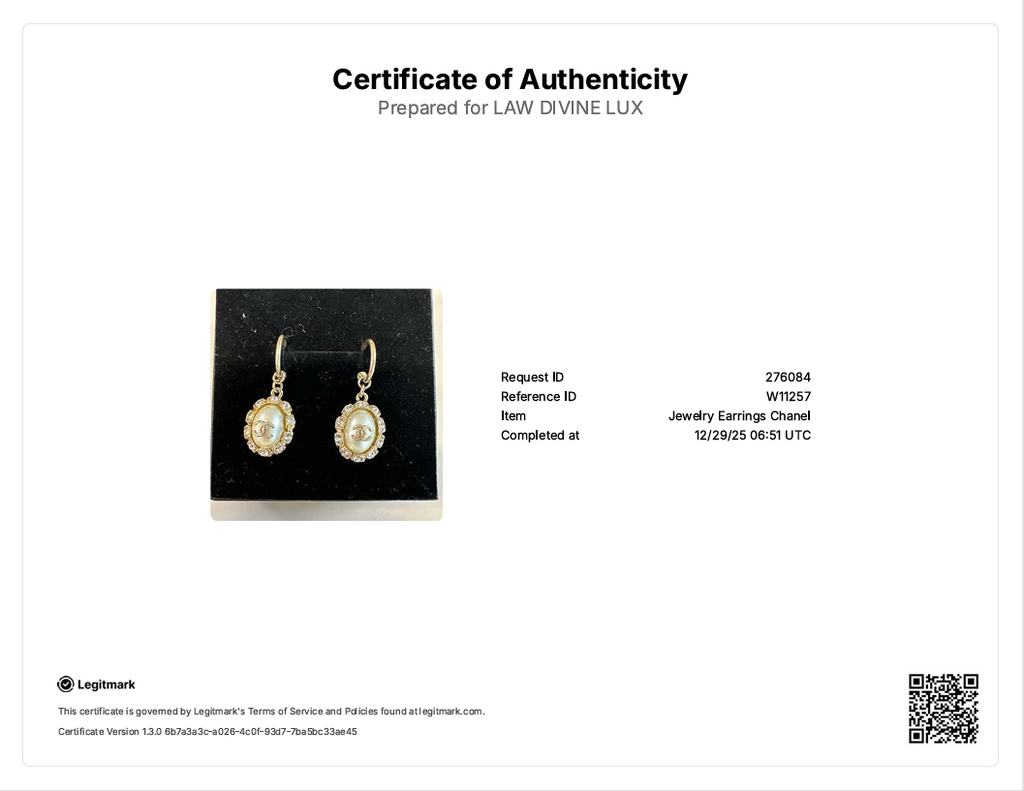 Faux Pearl & Strass CC Drop Earring