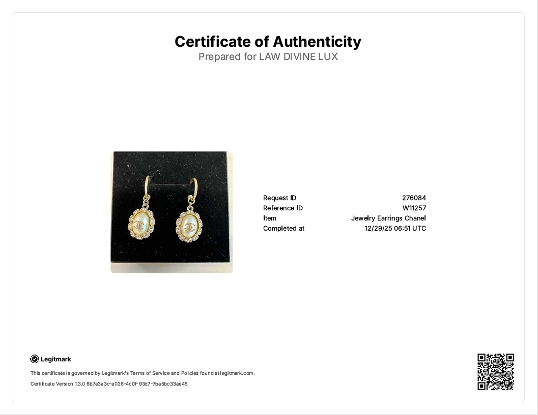 Faux Pearl & Strass CC Drop Earring