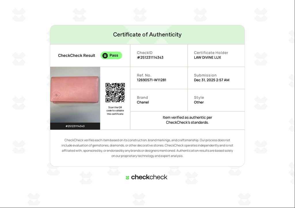 Pink Calfskin Leather Flap Camellia Wallet W11281