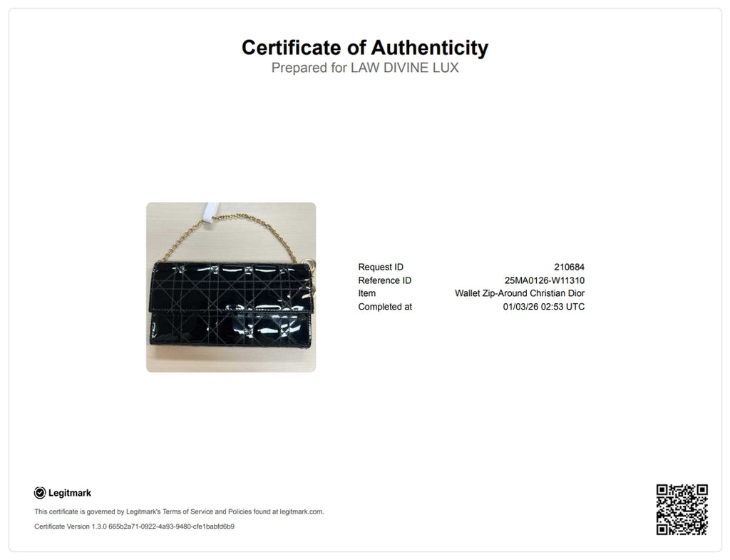 Black Cannage Patent Leather Lady Dior Wallet on Chain