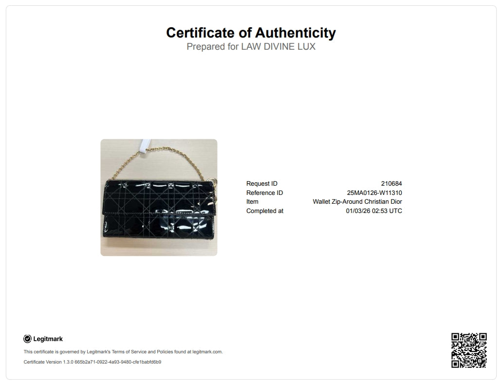 Black Cannage Patent Leather Lady Dior Wallet on Chain