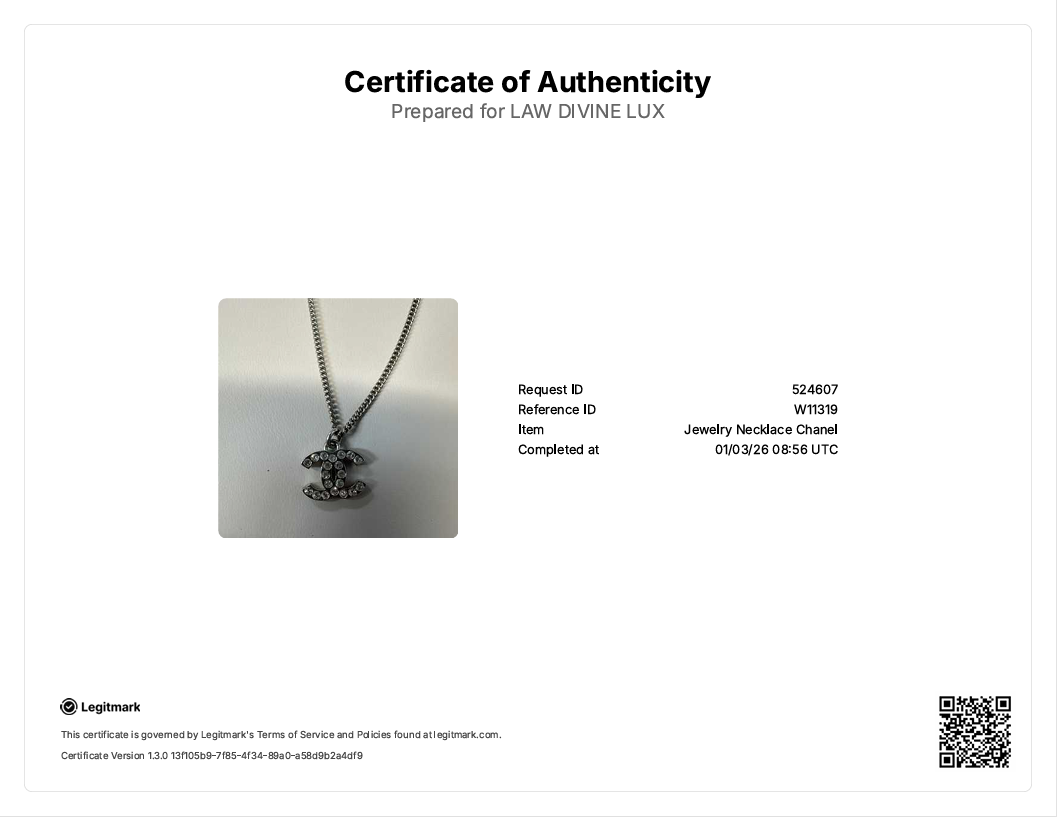 Chanel CC Crystals Silver Tone Metal Necklace W11319