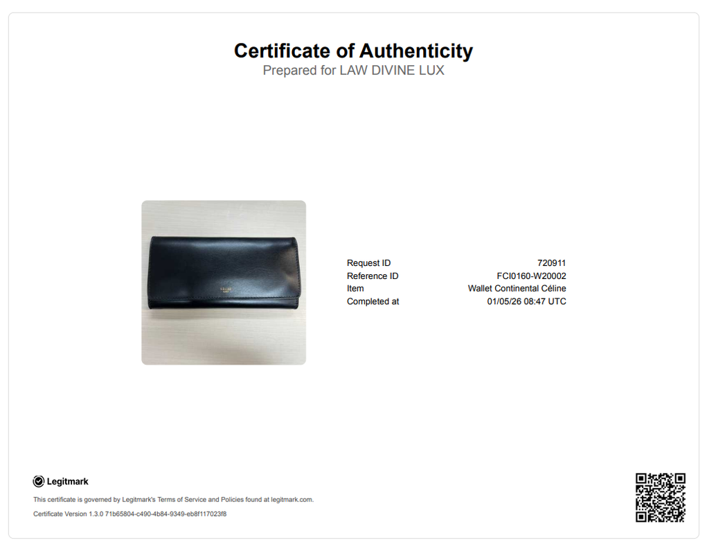 Celine Black Leather Logo Flap Continental Wallet