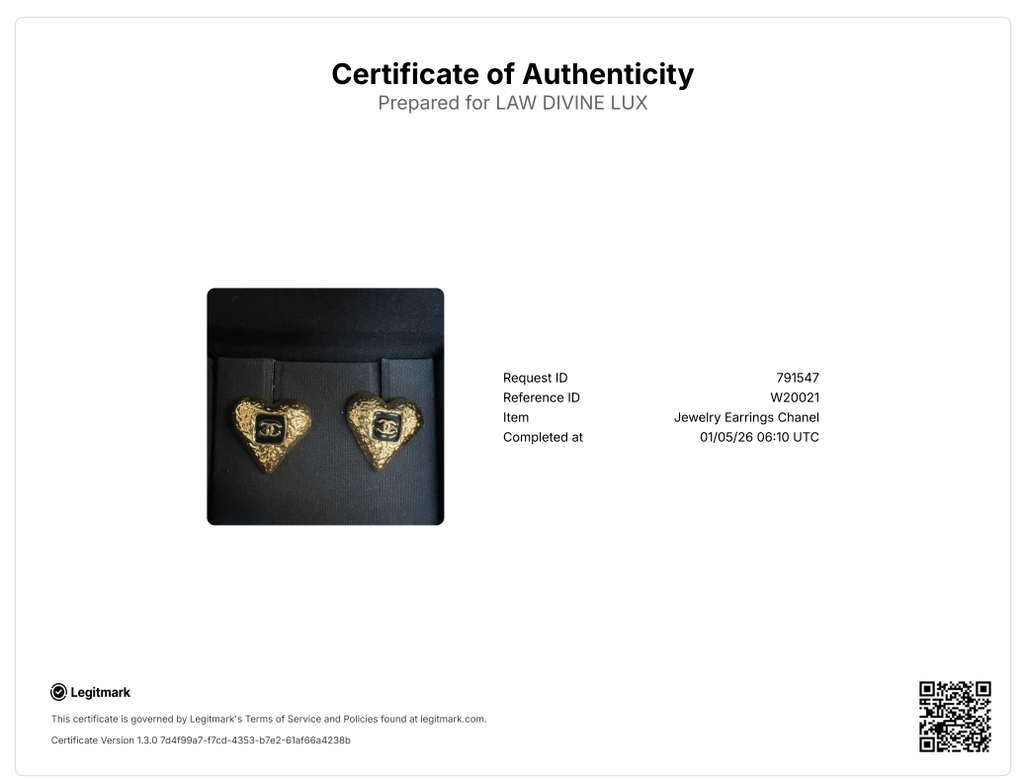 Metal Resin CC Heart Earrings Gold Black