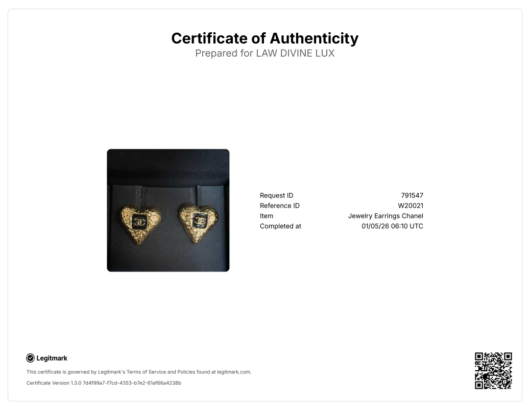 Metal Resin CC Heart Earrings Gold Black
