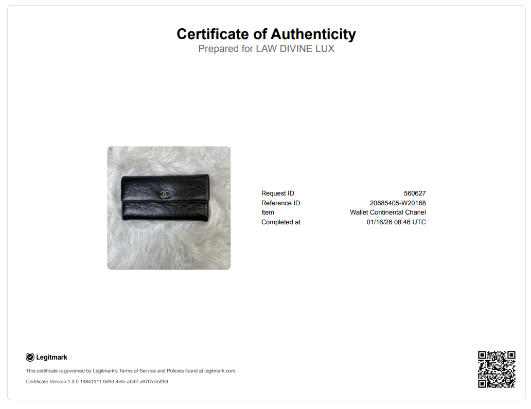 Black Camellia Embossed Leather Large Flap Wallet W20166