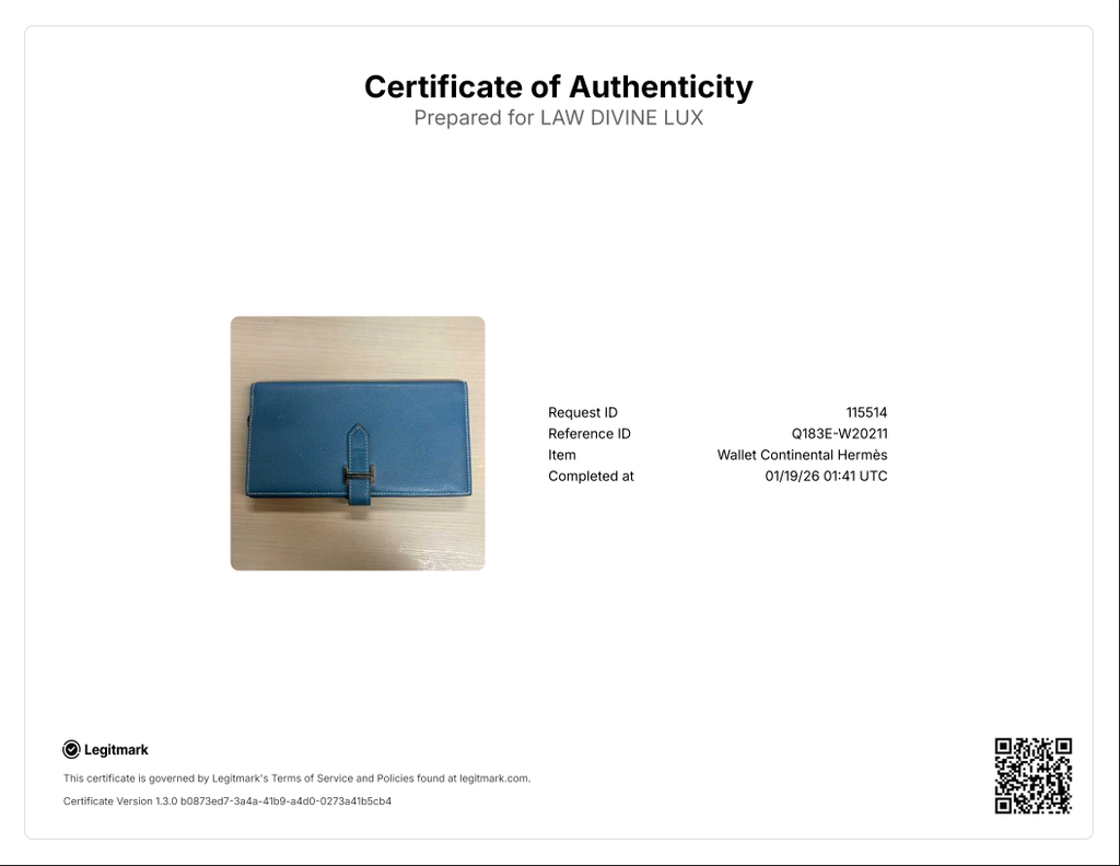Bearn Long Wallet Epsom Blue SHW Stamp Square N W20211