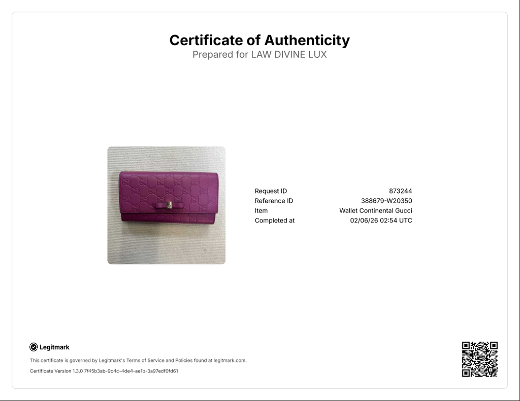 Bow Continental Wallet Guccissima Leather W20350