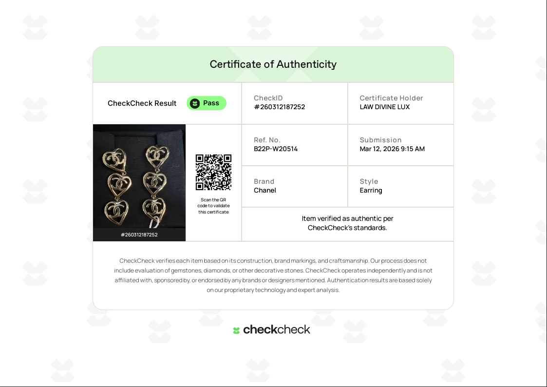 Coco In Love Triple Heart CC Drop Earrings Metal W20514
