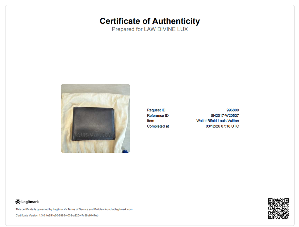 Black Leather Perforated Logo Bifold Wallet W20537