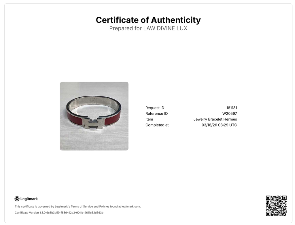 Enamel Printed Wide Caleche Bracelet 65 Rouge H W20597
