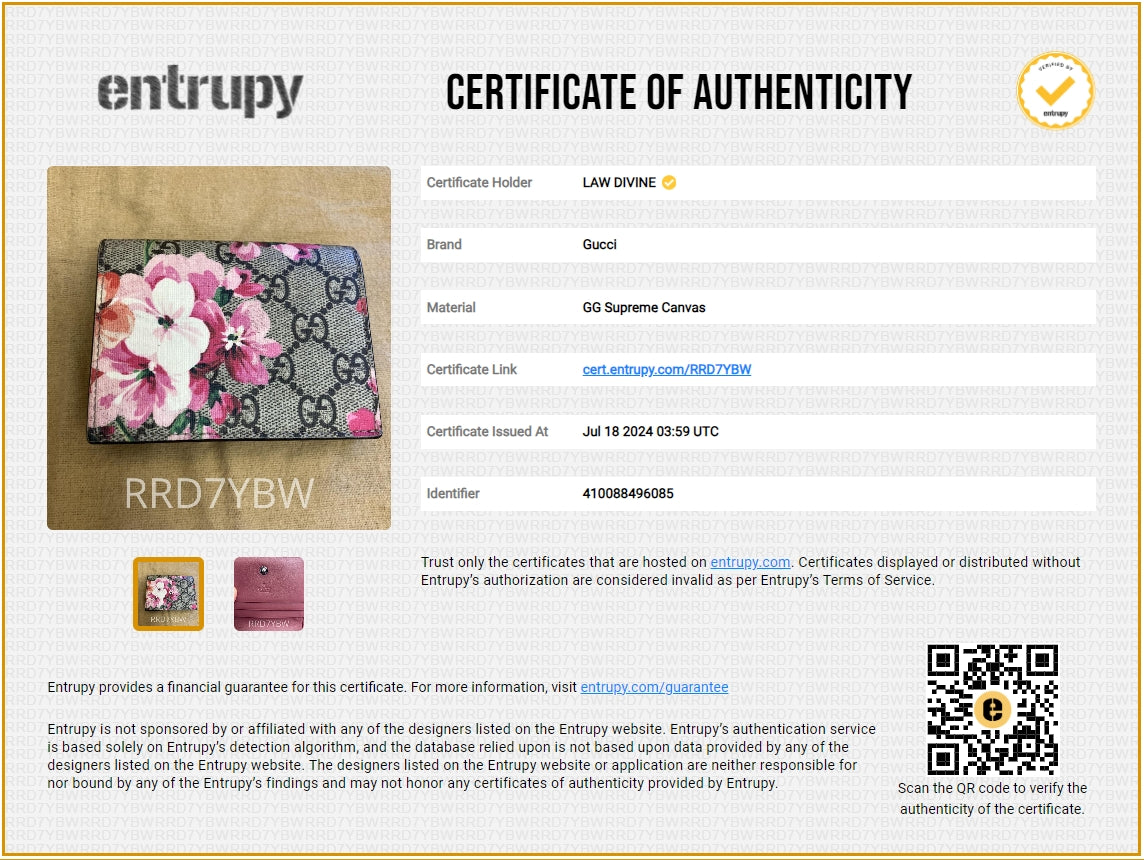 GG Supreme Monogram Blooms Card Case Beige Multicolor Dry Rose