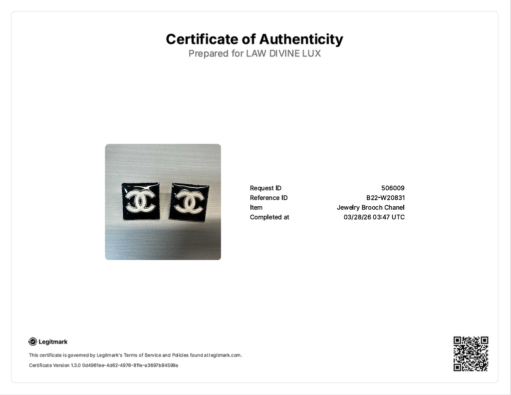 Enamel CC Square Earrings Black White W20831