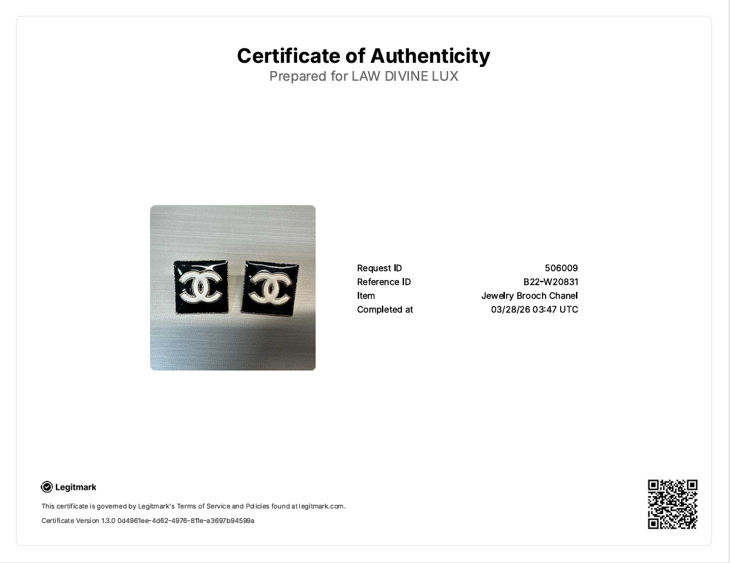 Enamel CC Square Earrings Black White W20831
