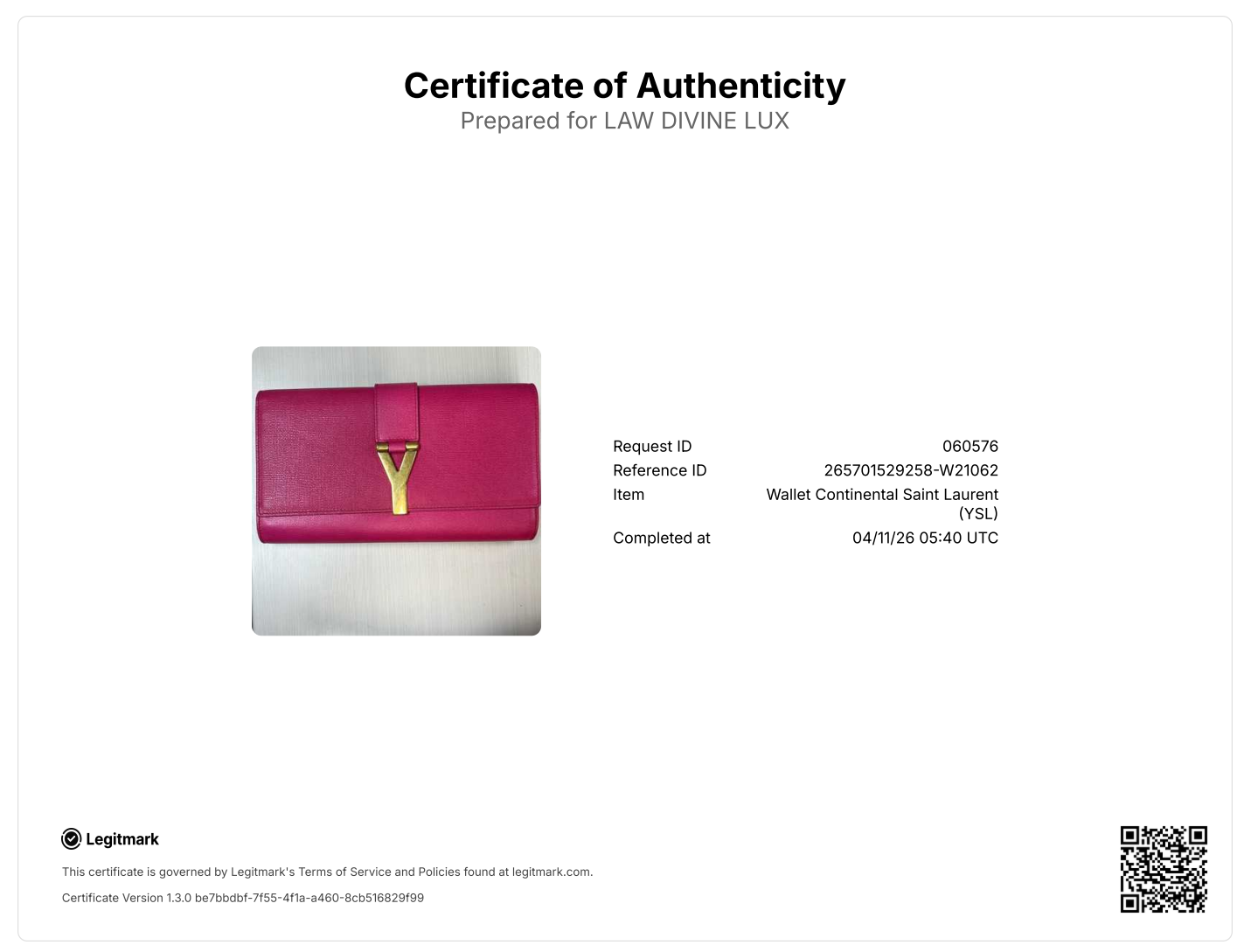 Saint Laurent Textured Calfskin Chyc Ligne Clutch Fuchsia twins W21062