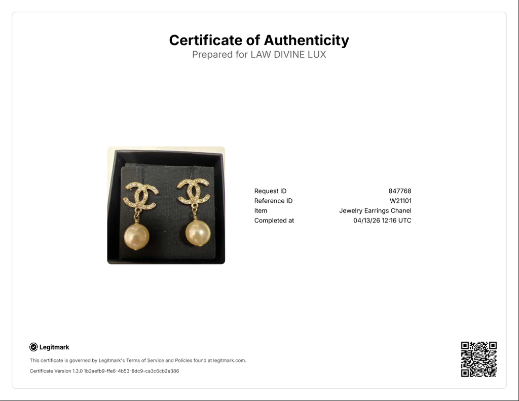 CC Pierced Earrings 24K Goldplated Rhinestone & Drop Faux Pearl W21101