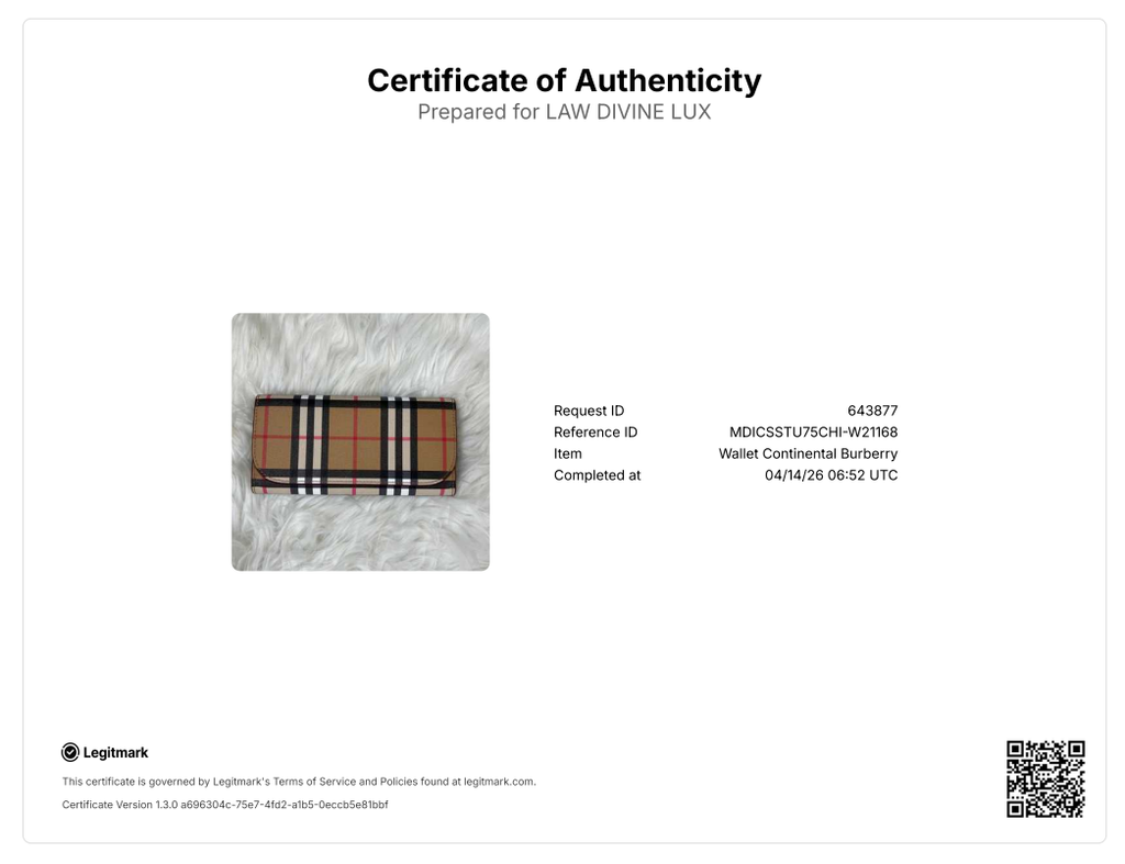 Burberry Haymarket Check Continental Wallet W21168