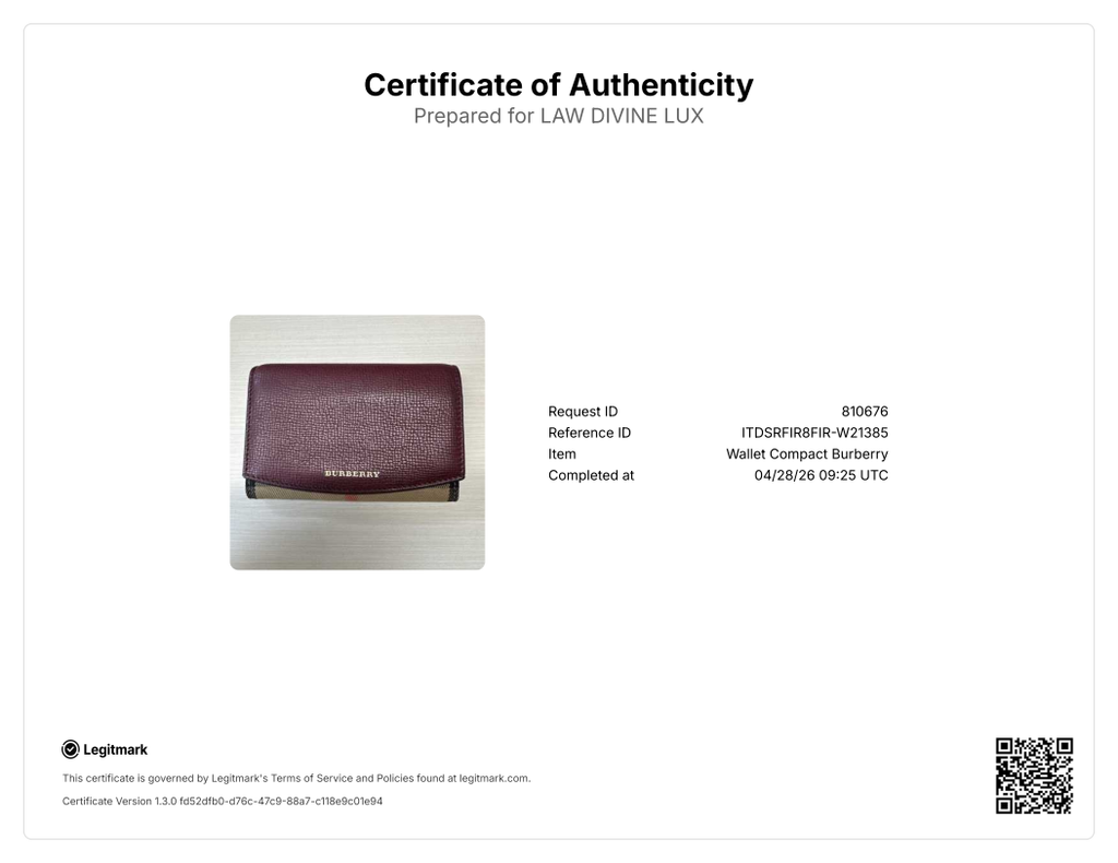 Grainy Calfskin House Check Wellington Wallet Mahogany Red W21385