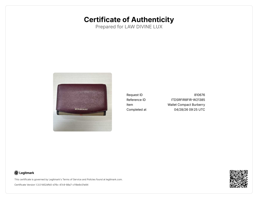 Grainy Calfskin House Check Wellington Wallet Mahogany Red W21385