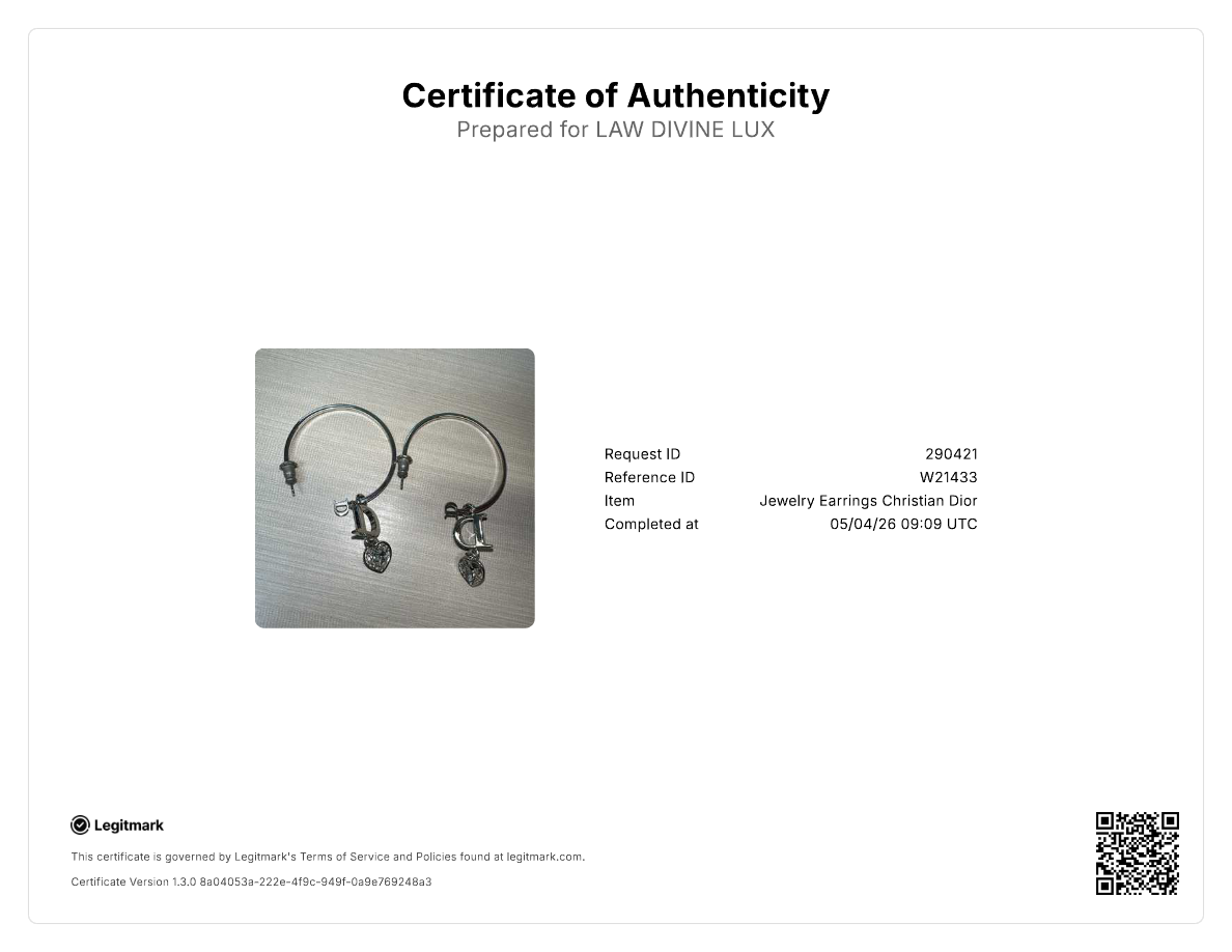 Christian Dior Vintage Crystal 'D' Logo Heart Charm Hoop Earrings W21433