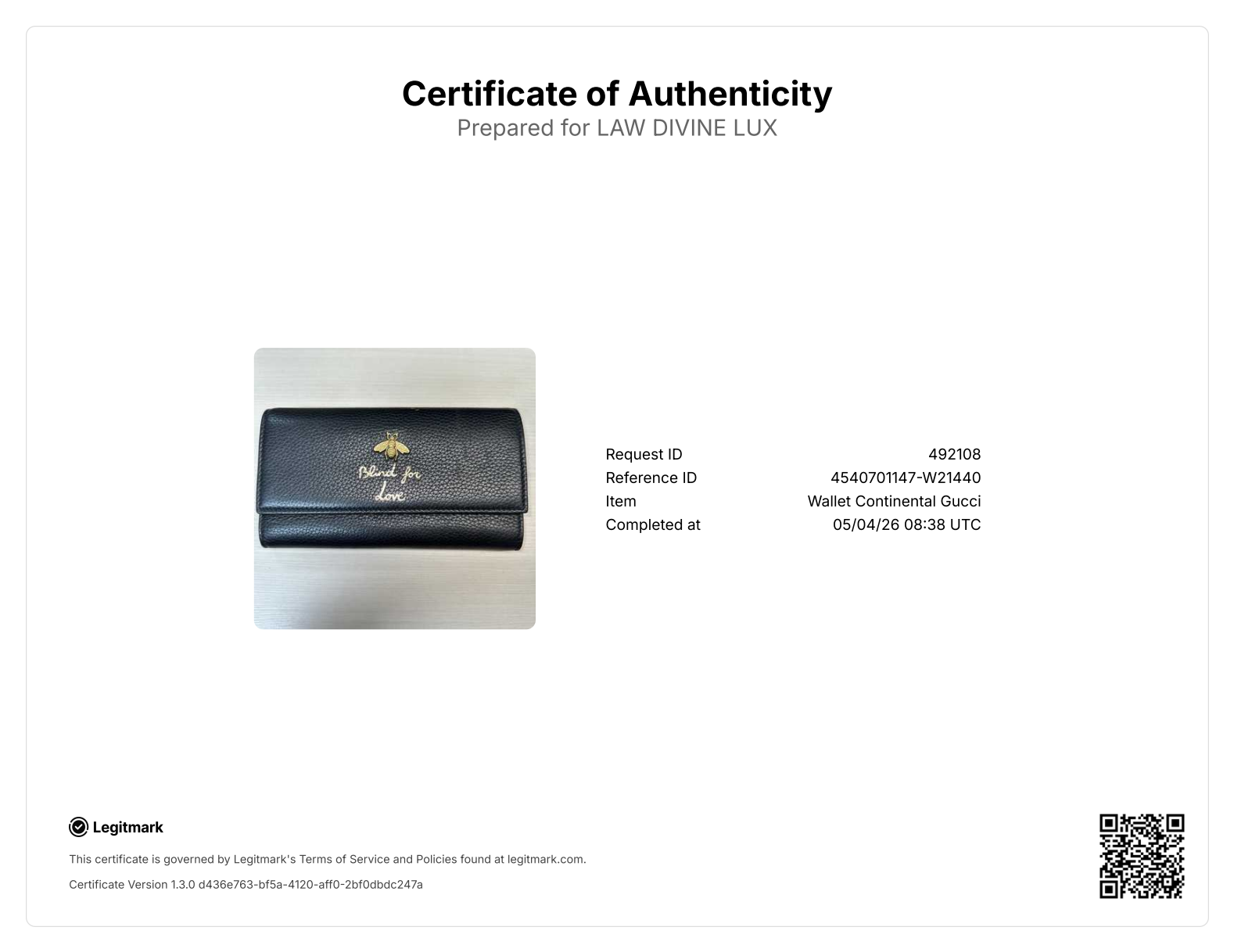 Calfskin Animalier Continental Wallet Black W21440