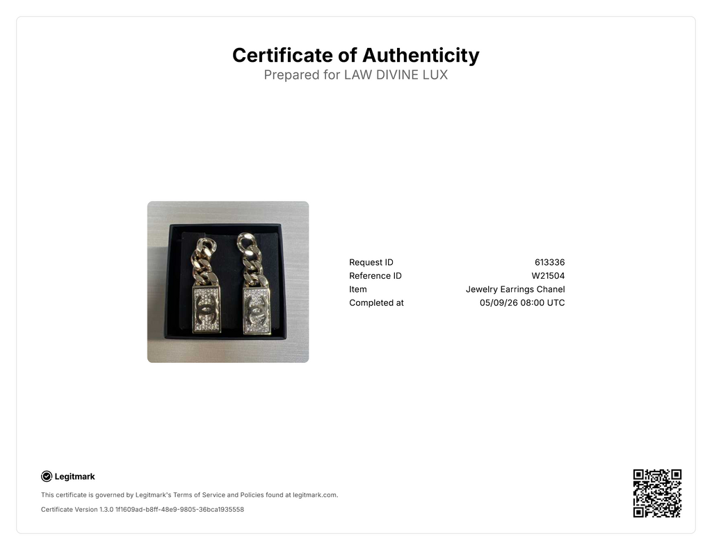 Chanel Crystal Dog Tag Charm Earrings W21504